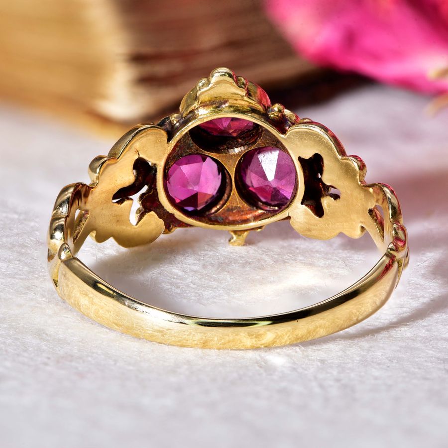 Antique The Antique Victorian Garnet and Diamond Trefoil Ring