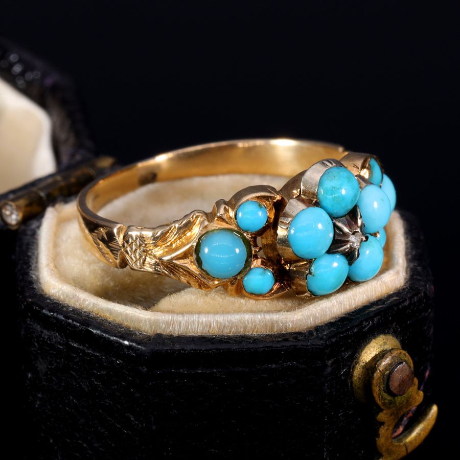 Antique The Antique Victorian Turquoise Forget-Me-Not Mourning Ring