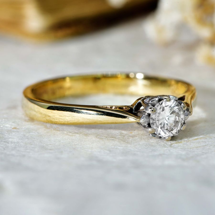 Antique The Vintage Brilliant Cut Diamond Solitaire Classic Ring