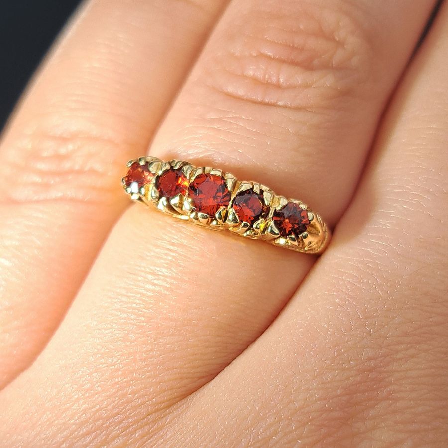 Antique The Vintage Five Stone Garnet Fire Ring