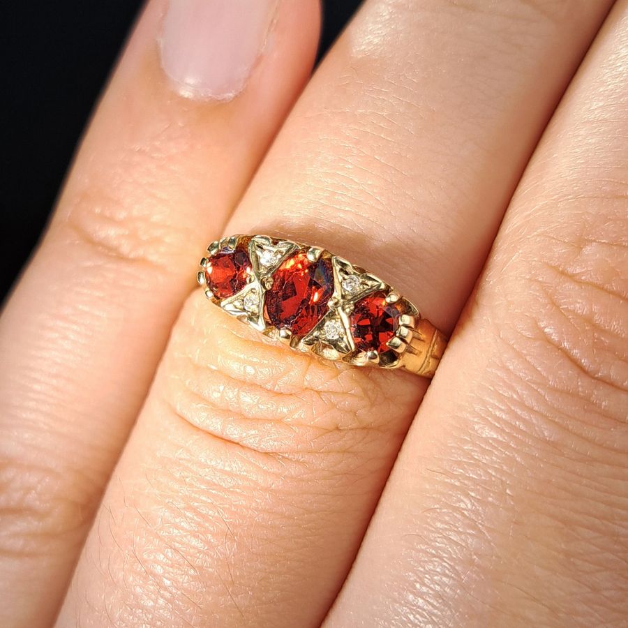 Antique The Vintage Garnet and Diamond Floral Ring