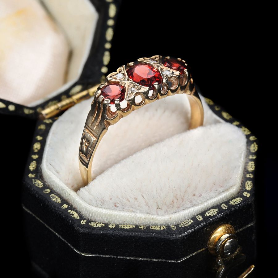 Antique The Vintage Garnet and Diamond Floral Ring