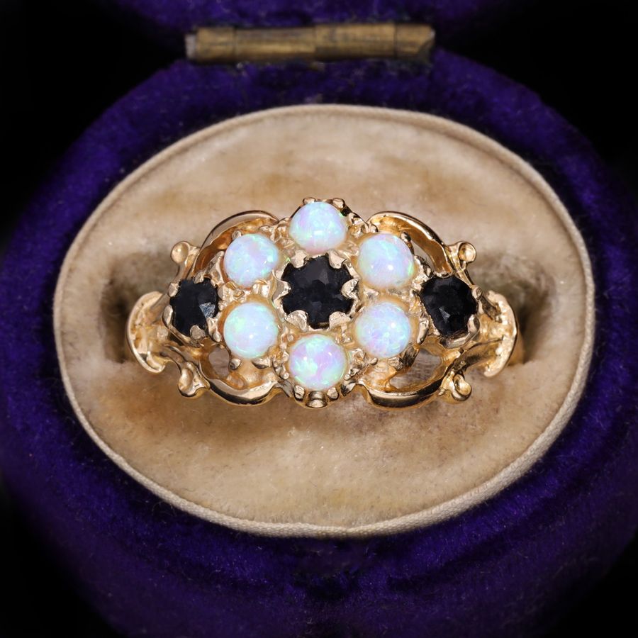 Antique The Vintage Opal and Sapphire Bloom Ring