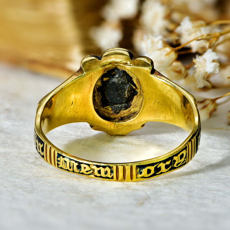 Antique The Antique 1844 Diamond and Enamel Mourning Ring