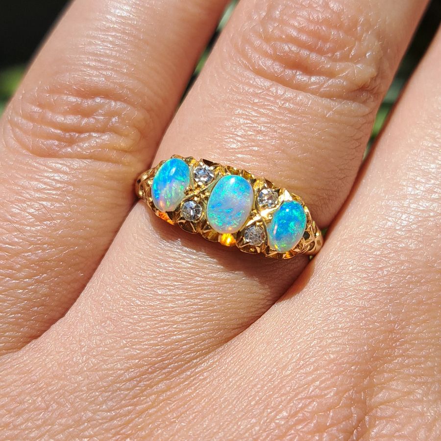 Antique The Antique 1900 Opal and Diamond Mystical Ring