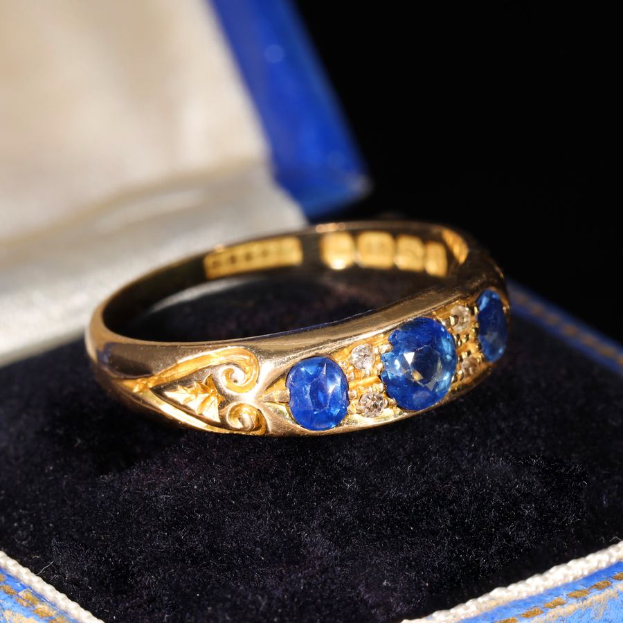 Antique The Antique 1903 Sapphire and Diamond Romance Ring