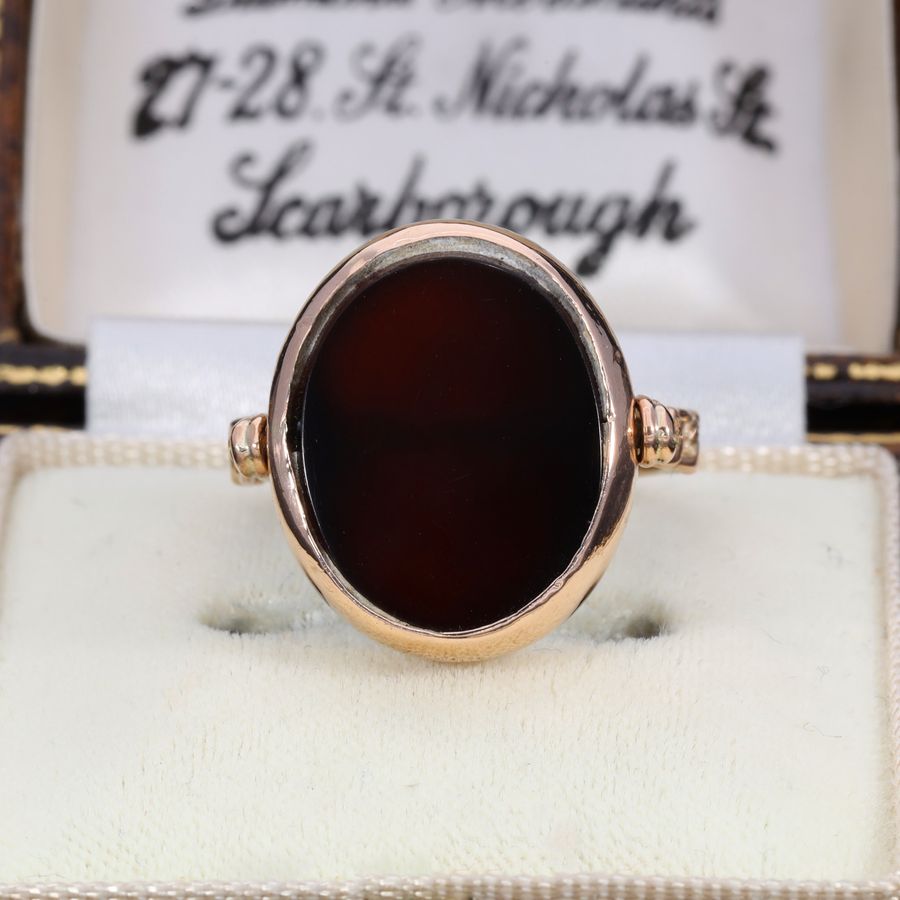 Antique The Antique 1921 Bloodstone and Carnelian Fob Swivel Ring