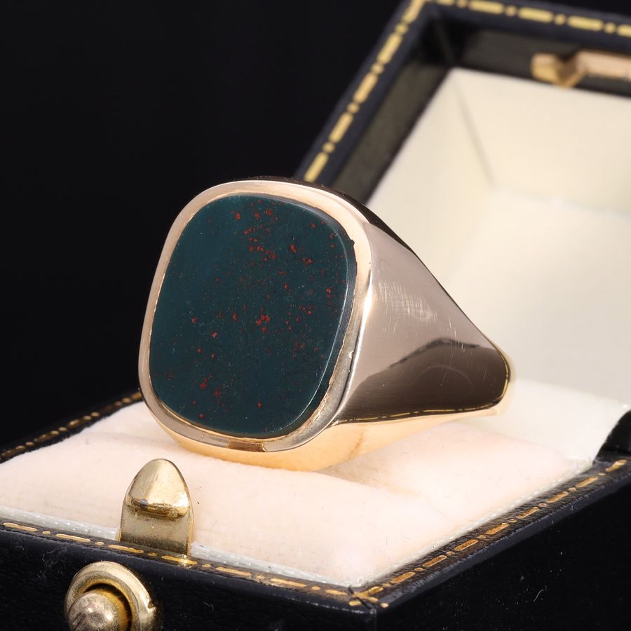 Antique The Vintage 1989 Bloodstone Chunky Signet Ring