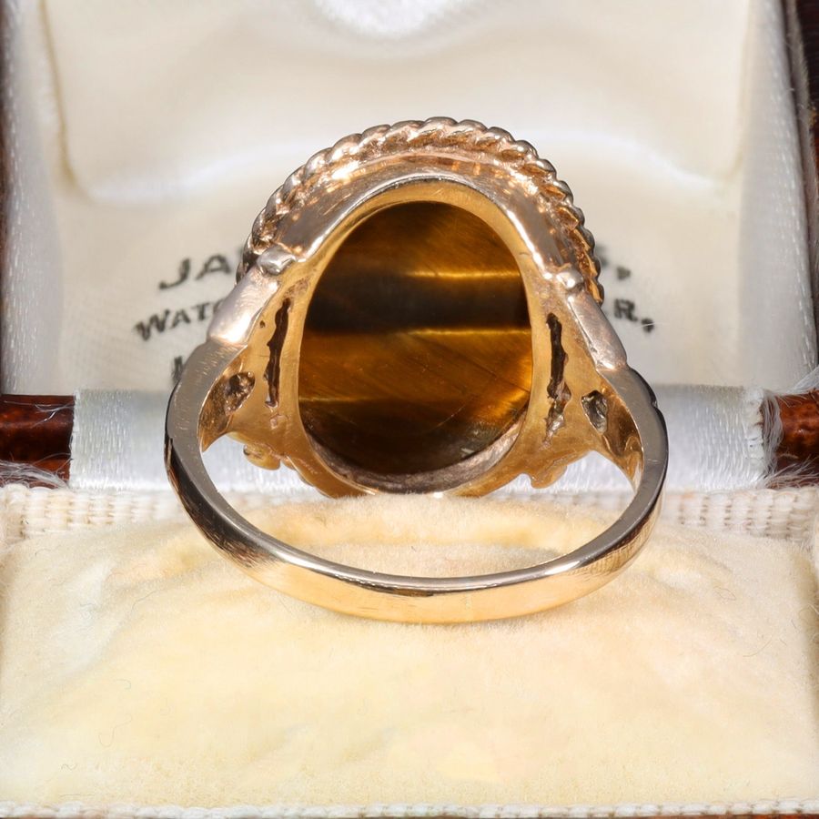 Antique The Vintage Tiger's Eye 9ct Gold Luminous Ring