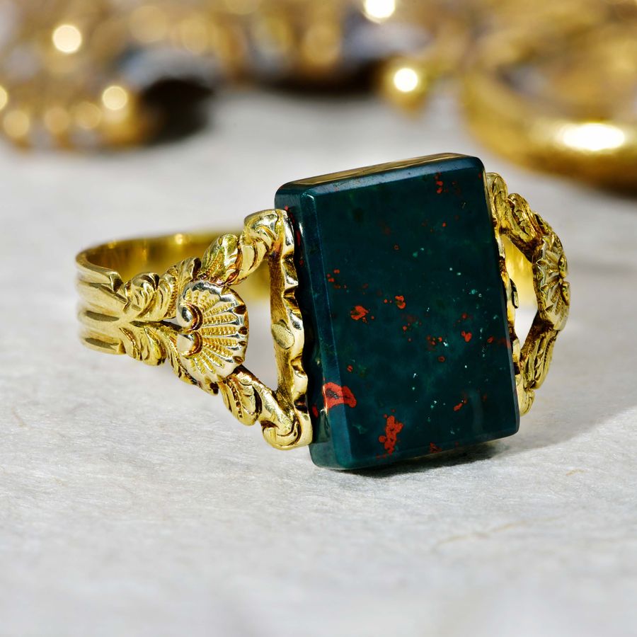 Antique The Antique 1827 Georgian Bloodstone Swivel Ring