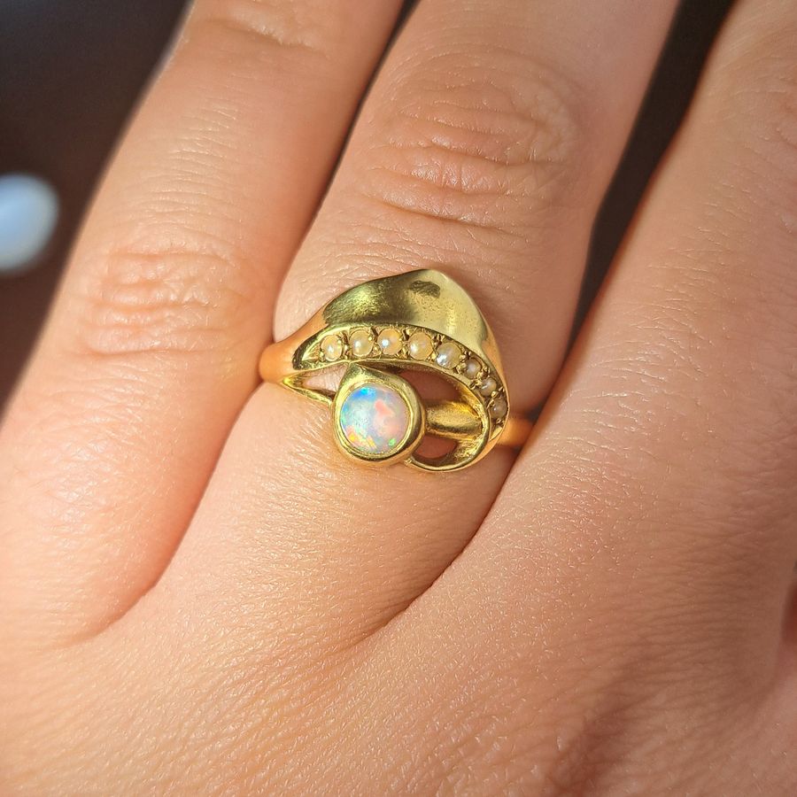 Antique The Antique 1901 Opal and Pearl Abstract Ring