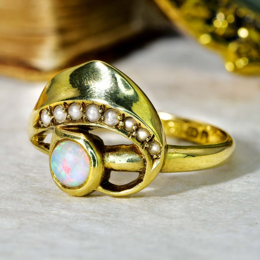 Antique The Antique 1901 Opal and Pearl Abstract Ring