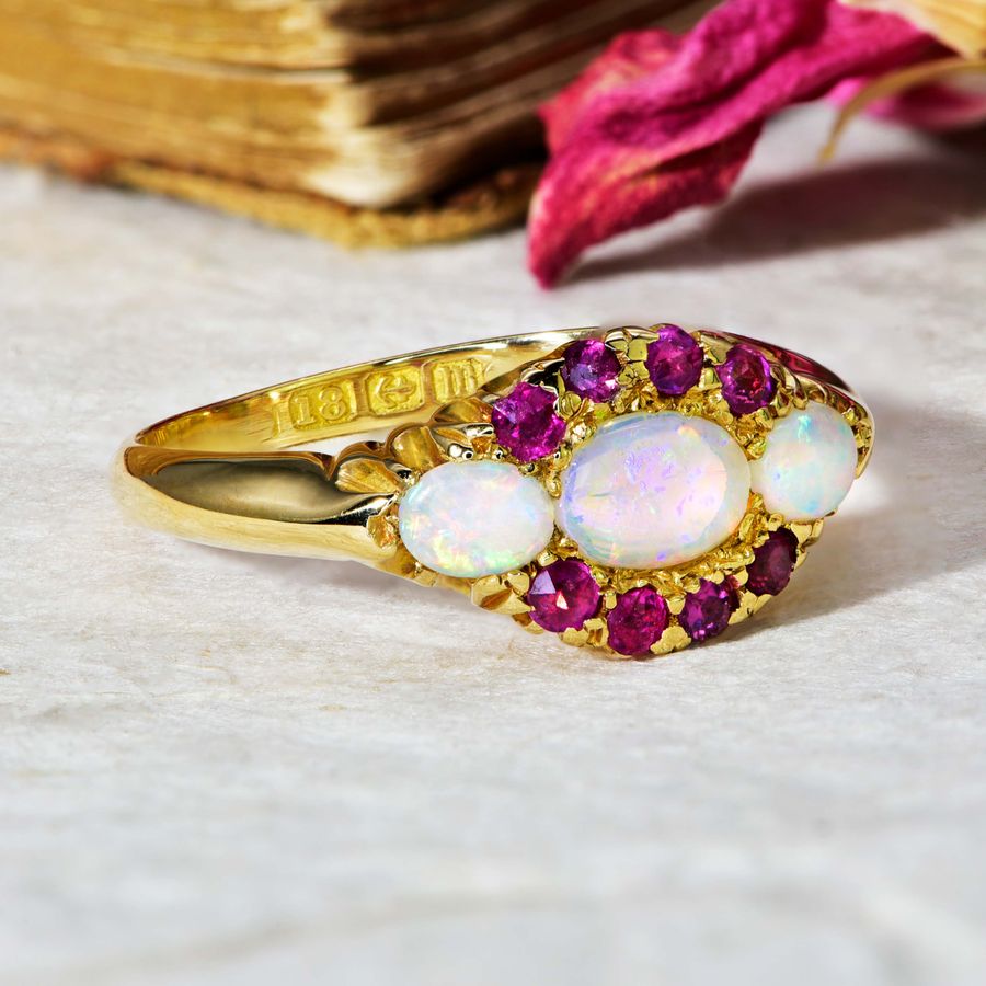 Antique The Antique 1911 Opal and Ruby Magical Ring