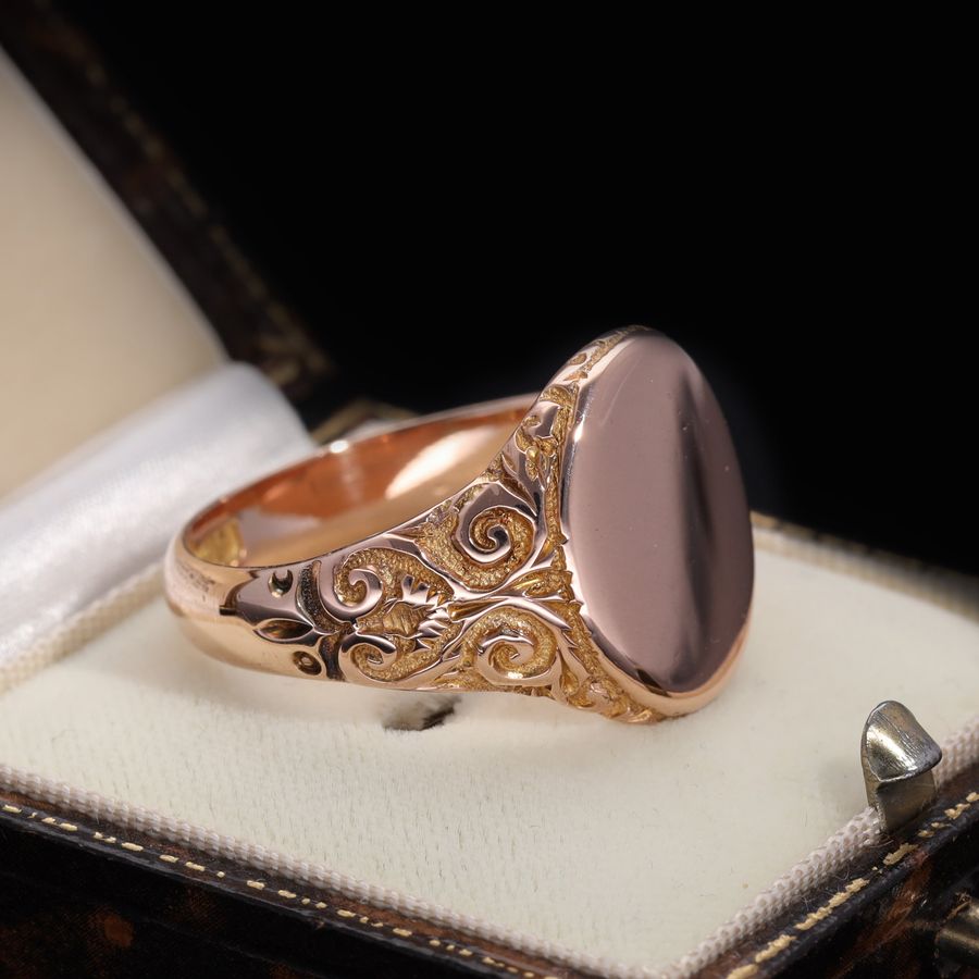 Antique The Antique 1919 Rose Gold Heavy Signet Ring