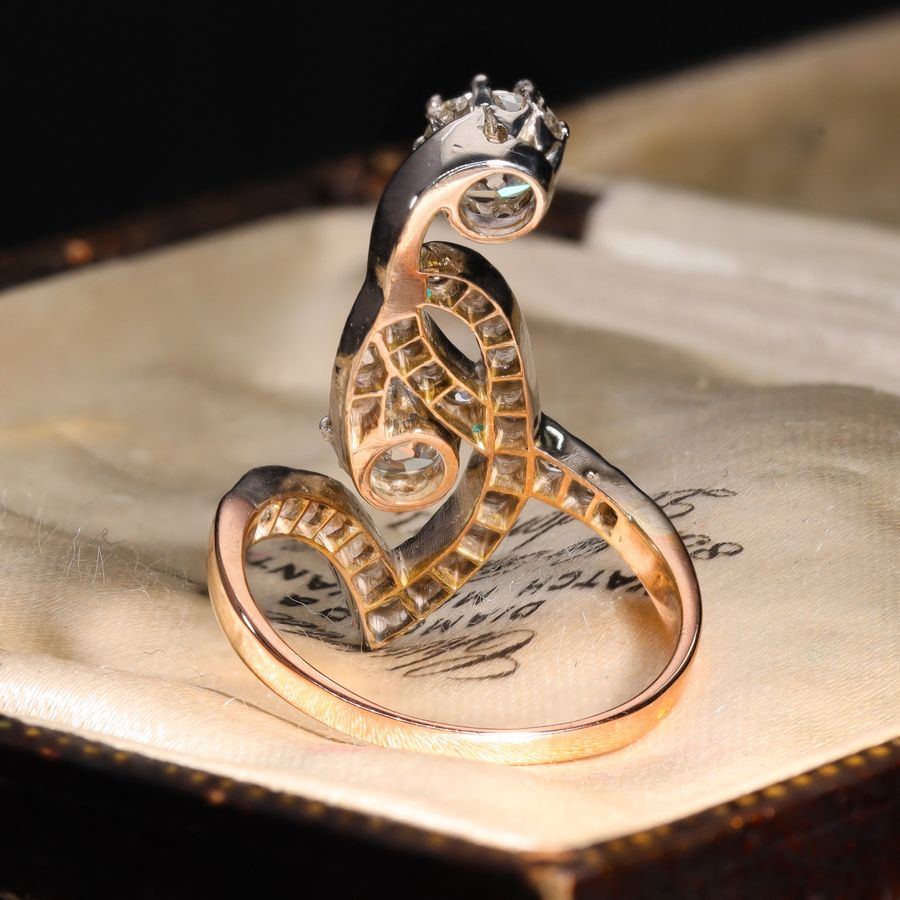 Antique The Antique Art Nouveau Diamond Flamboyant Ring