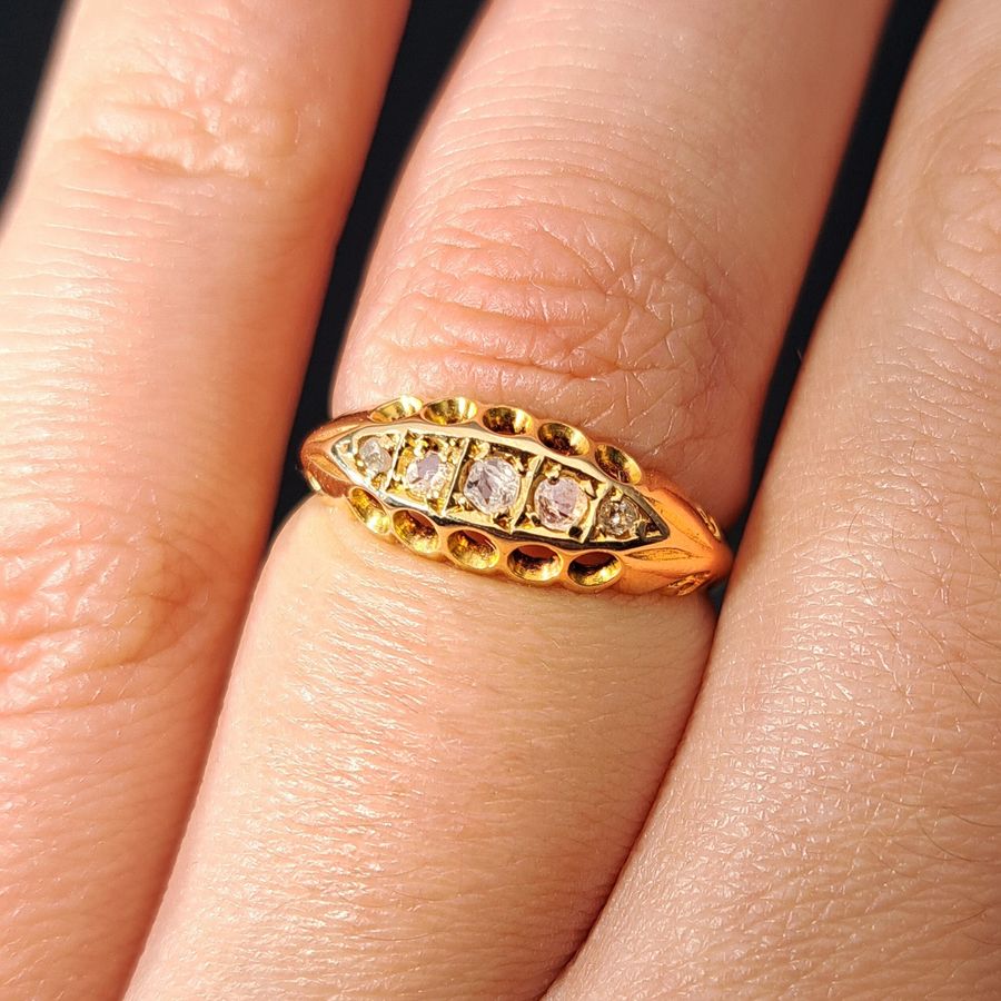 Antique The Antique Edwardian 1906 Rose Cut Diamond Boat Ring