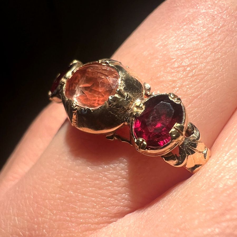 Antique The Antique French 19th Century Topaz and Garnet Ring