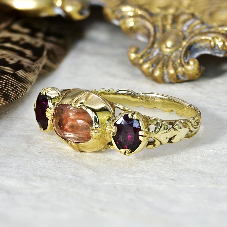 Antique The Antique French 19th Century Topaz and Garnet Ring