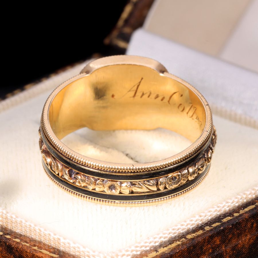 Antique The Antique Georgian 1820 Hairwork and Enamel Mourning Ring