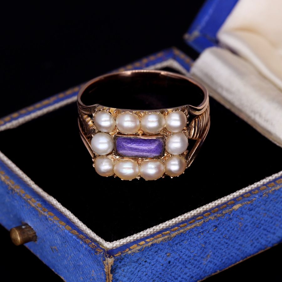 Antique The Antique Georgian Pearl and Enamel Elaborate Ring