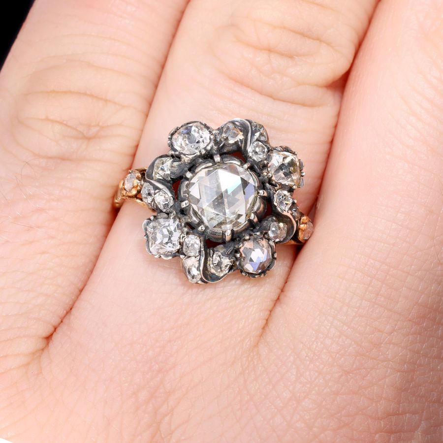 Antique The Antique Georgian Rose Cut Diamond Baroque Ring