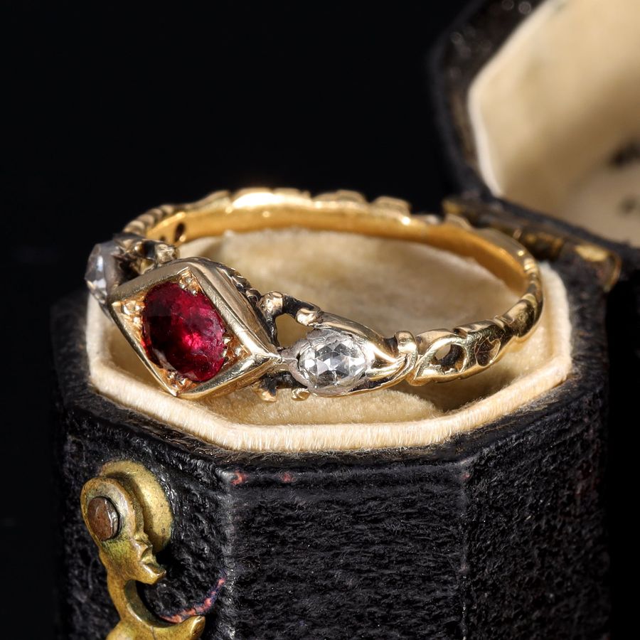 Antique The Antique Georgian Ruby and Rose Cut Diamond Ring