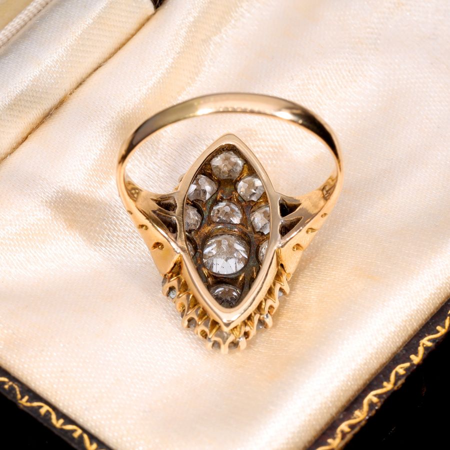 Antique The Antique Victorian Navette Old European Cut Diamond Ring