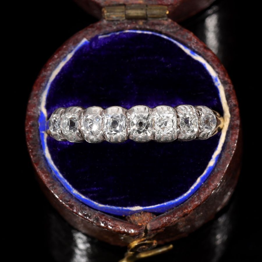 Antique The Antique Victorian Old Mine Cut Diamond Half Hoop Ring