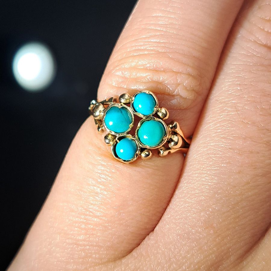 Antique The Antique Victorian Turquoise Cluster Ring