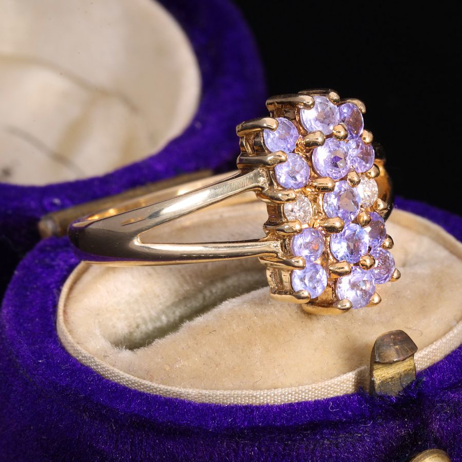 Antique The Contemporary Tanzanite and Diamond Cluster Ring