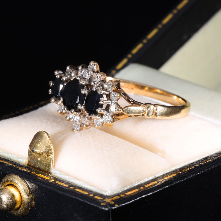 Antique The Vintage 1992 Sapphire and Diamond Cluster Ring