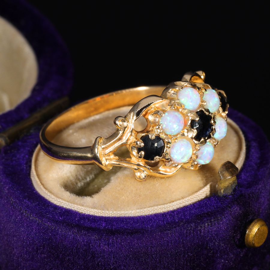 Antique The Vintage Opal and Sapphire Bloom Ring