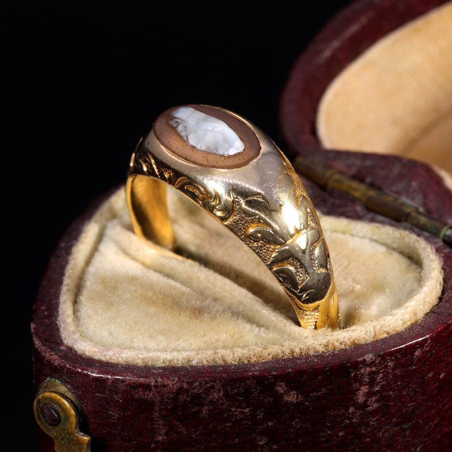 Antique The Antique Victorian Lovers Hands Agate Fede Ring