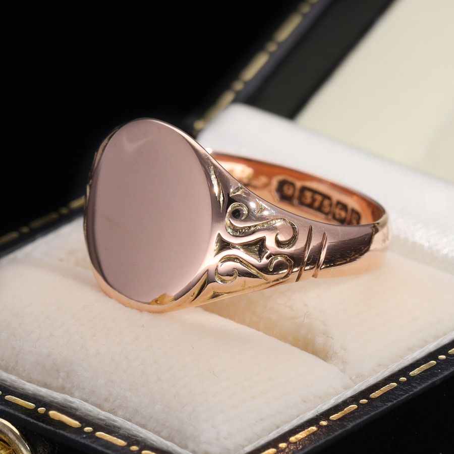 Antique The Antique 1917 Rose Gold Oval Signet Ring