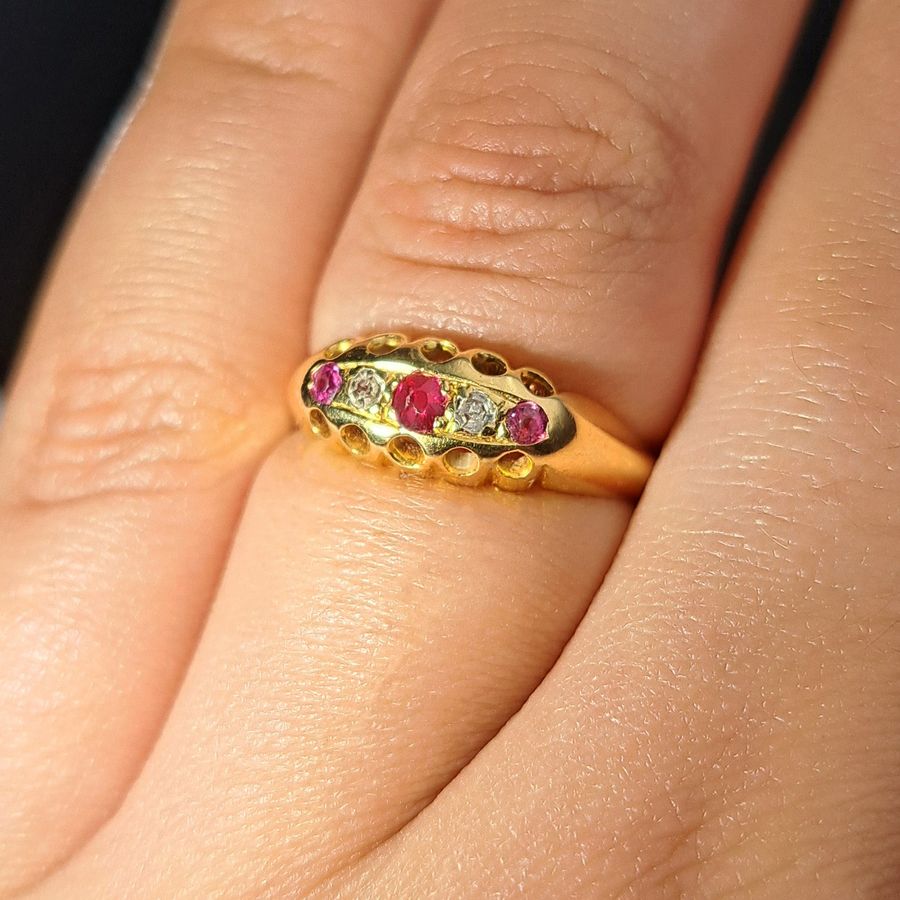 Antique The Antique 1918 Ruby and Eight Cut Diamond Ring