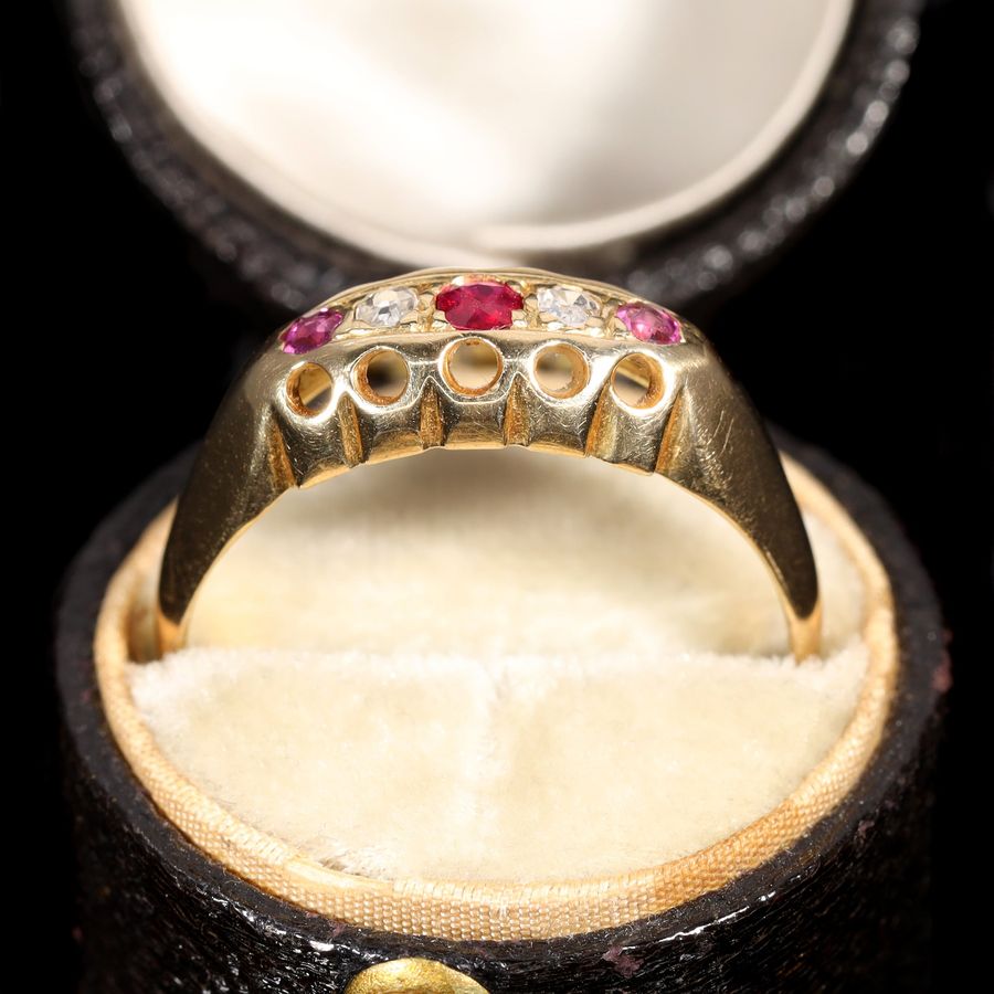 Antique The Antique 1918 Ruby and Eight Cut Diamond Ring