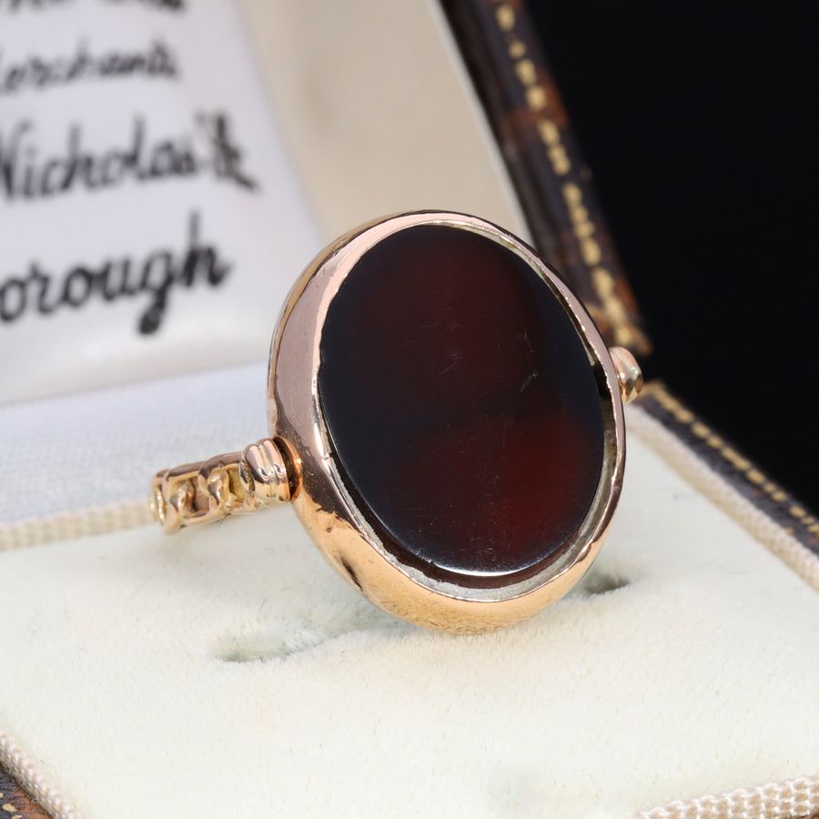 Antique The Antique 1921 Bloodstone and Carnelian Fob Swivel Ring