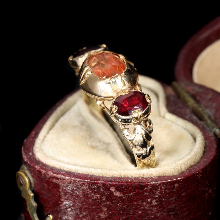 Antique The Antique French 19th Century Topaz and Garnet Ring