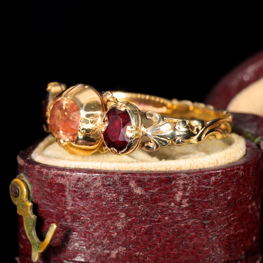 Antique The Antique French 19th Century Topaz and Garnet Ring