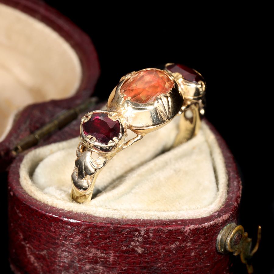 Antique The Antique French 19th Century Topaz and Garnet Ring