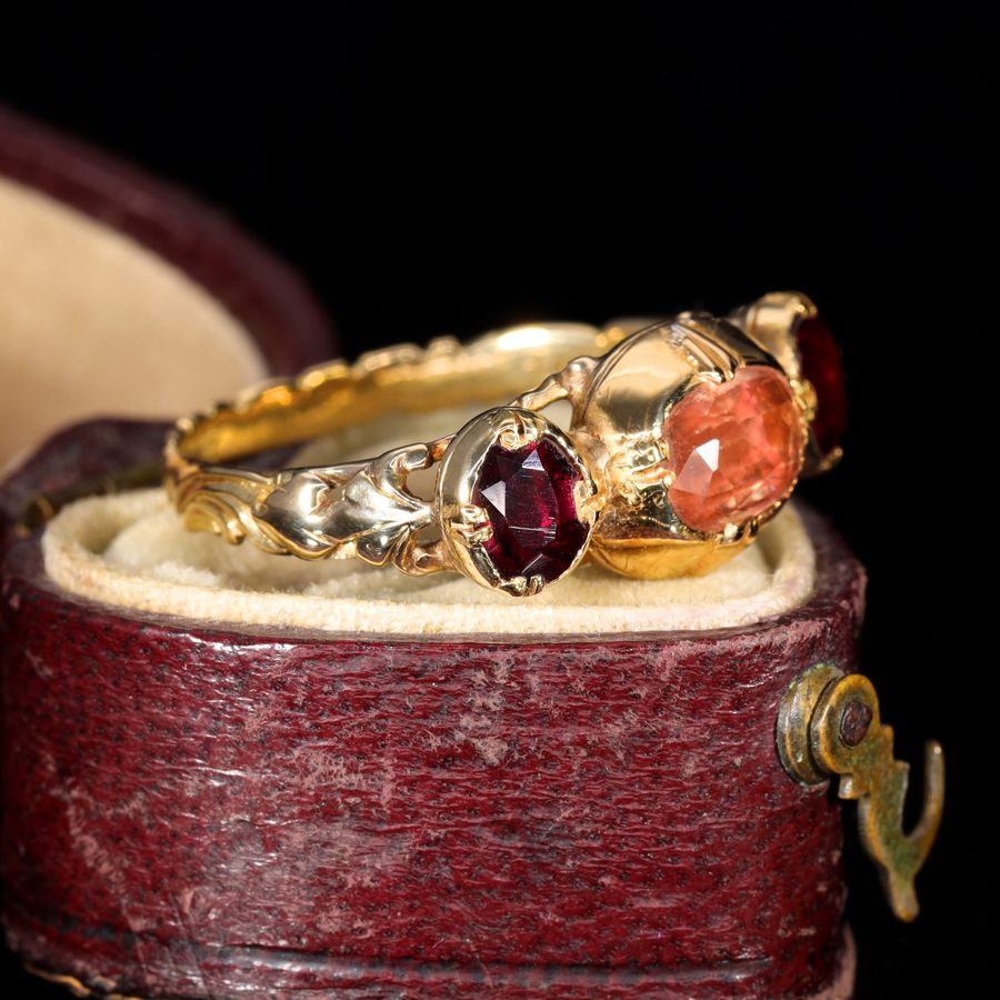 Antique The Antique French 19th Century Topaz and Garnet Ring