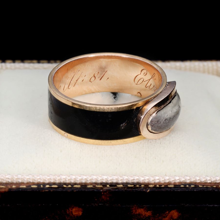 Antique The Antique Georgian Glass Panel Mourning Ring