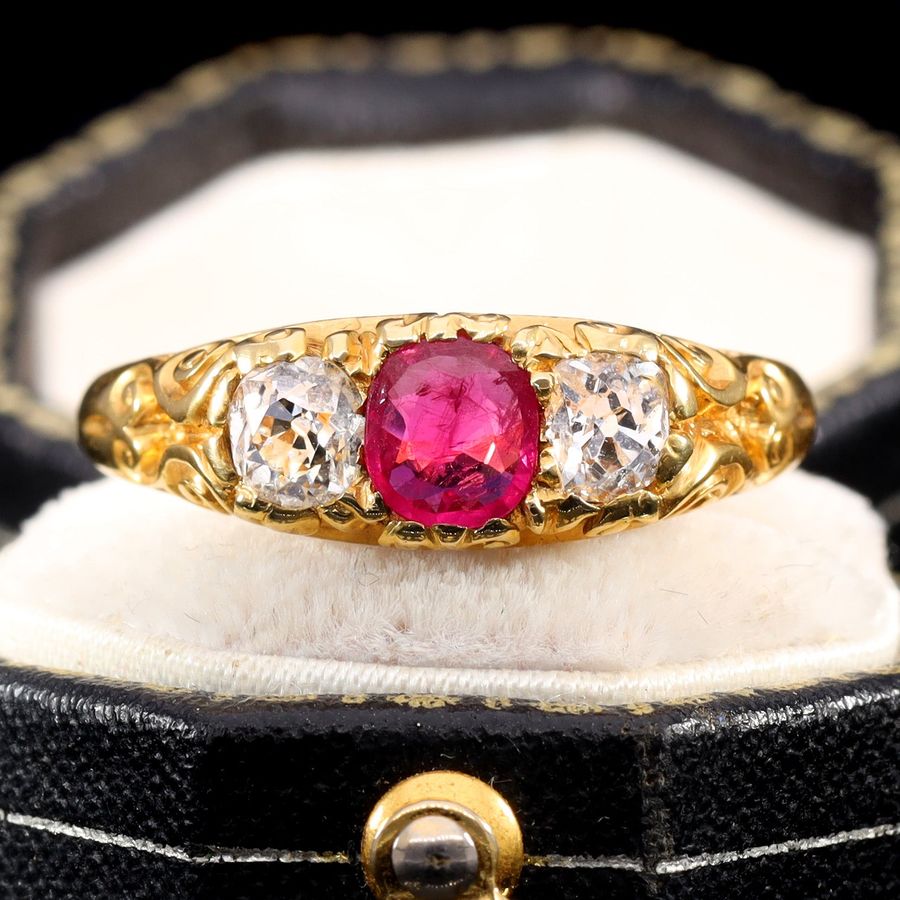 Antique The Antique Victorian 1876 Ruby and Old Cut Diamond Magnificent Ring