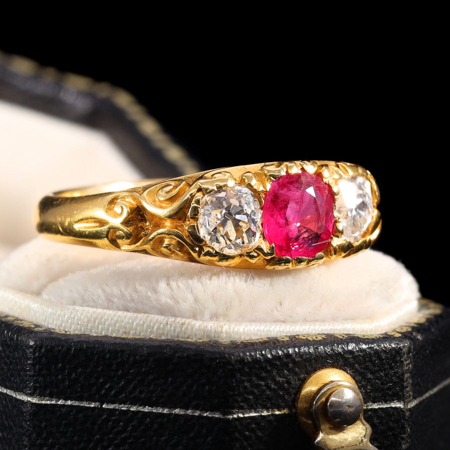 Antique The Antique Victorian 1876 Ruby and Old Cut Diamond Magnificent Ring