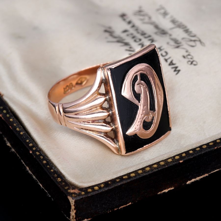 Antique The Vintage Initial Gothic D Ring