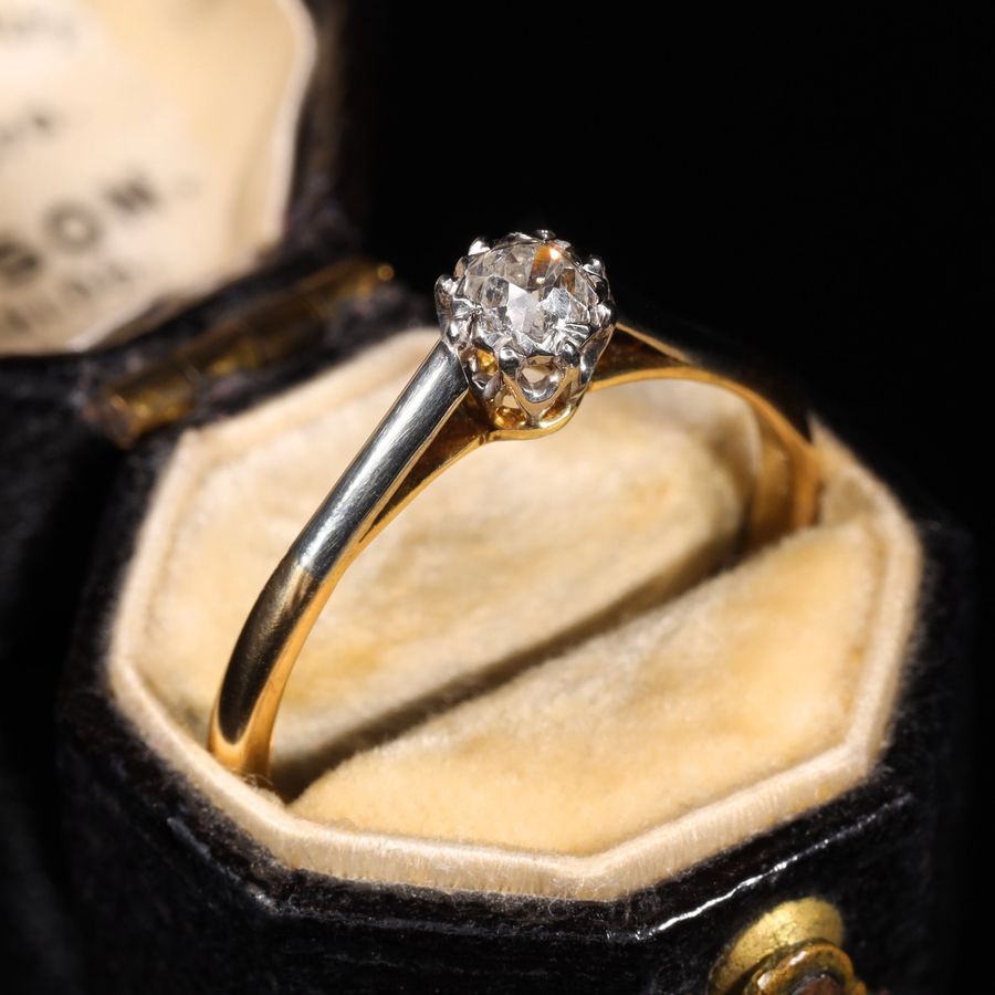 Antique The Vintage Old Mine Cut Diamond Solitaire Fancy Ring