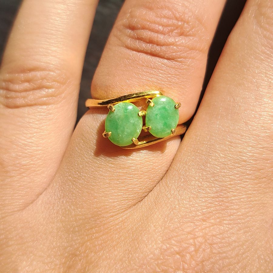 Antique The Vintage Two Stone Jadeite Verdant Ring