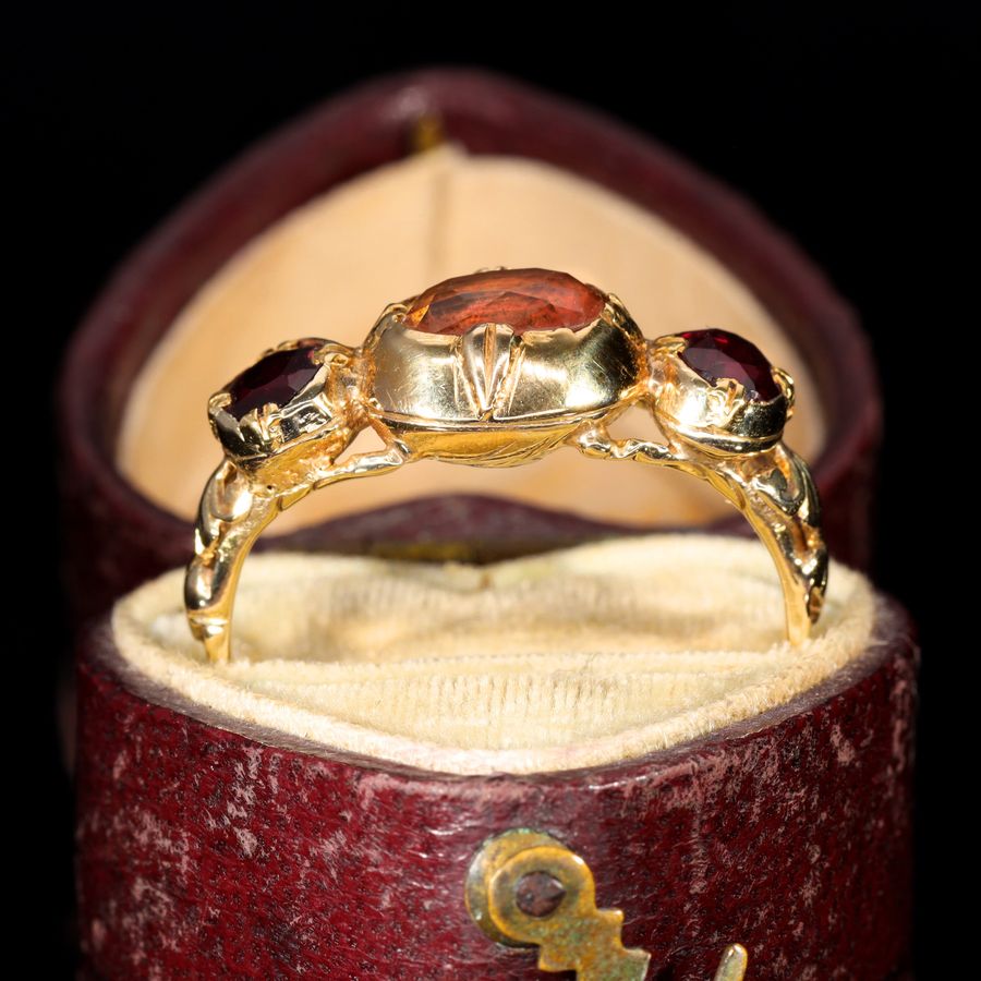 Antique The Antique French 19th Century Topaz and Garnet Ring