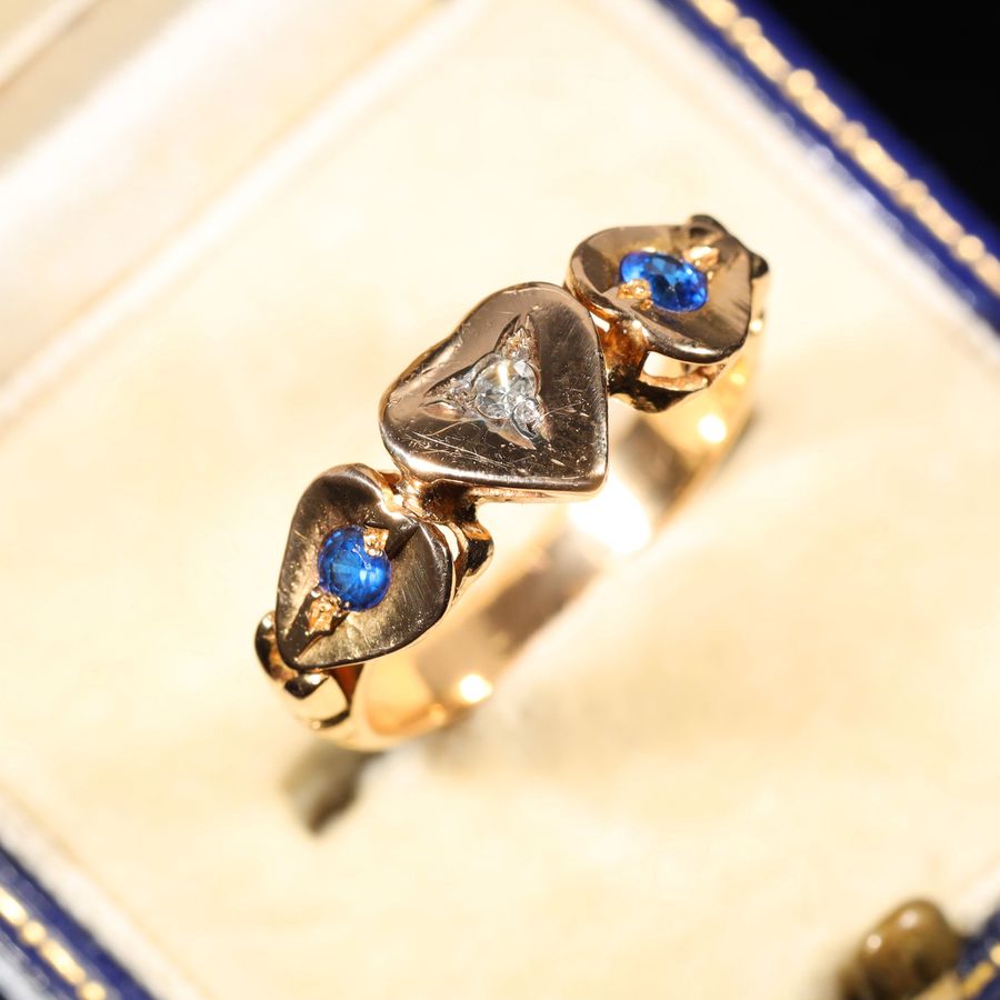 Antique The Antique Diamond and Blue Paste Heart Ring