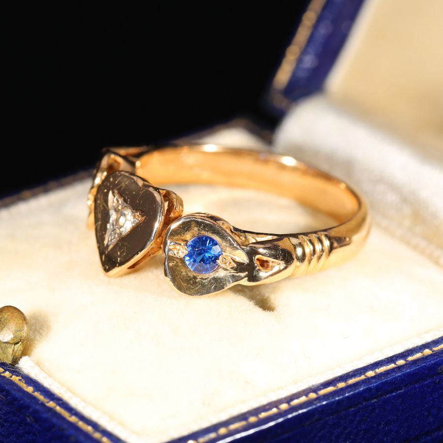 Antique The Antique Diamond and Blue Paste Heart Ring